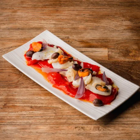 Grilled pepper with cod