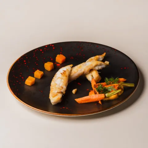 Rape a la plancha y puré de calabaza